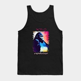 Gorilla Ape Wild Nature Animal Colors Art Painting Tank Top